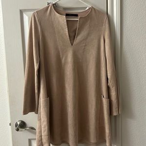 BCBG light pink faux suede dress